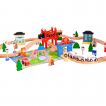 Set trenulete 80 piese My Busy Train din lemn